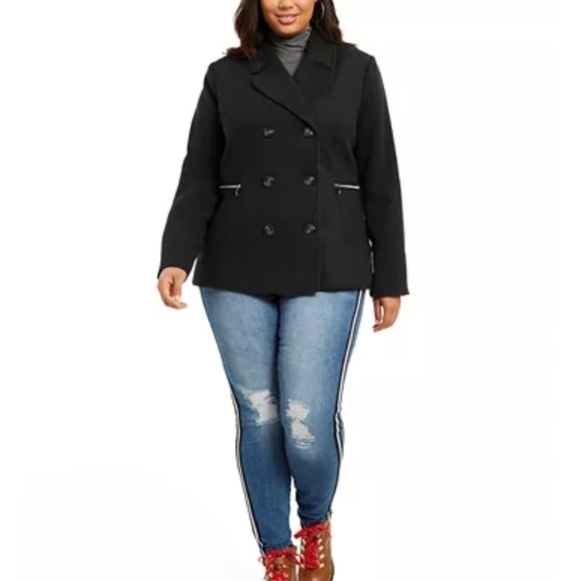 Maralyn & Me Jackets & Blazers - NEW Maralyn & MeJuniors' Black Pea Coat